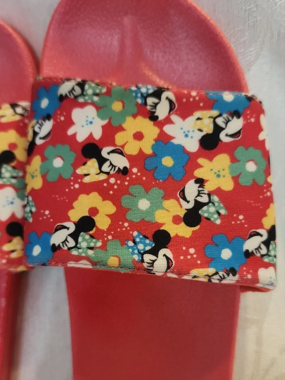 Disney Minnie Mouse Red Floral Slide Sandals for Kids Size 13/1 [V1]